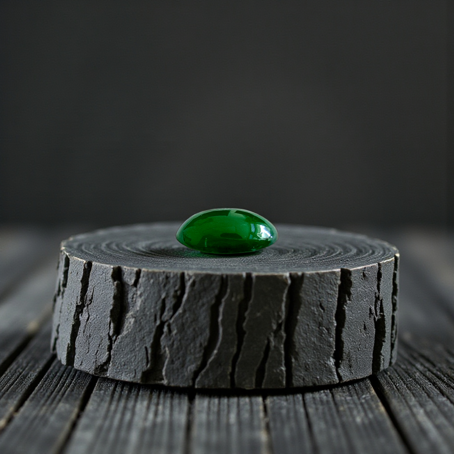 Certified MADE IN JAPAN 1.538 cts. Deep Imperial Green Burmese A-Jadeite Oval Cabochon Loose Stone LS29