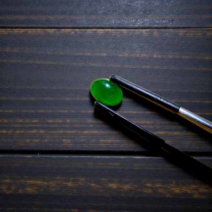 Certified MADE IN JAPAN 1.538 cts. Deep Imperial Green Burmese A-Jadeite Oval Cabochon Loose Stone LS29