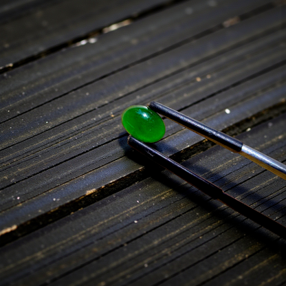 Certified MADE IN JAPAN 1.538 cts. Deep Imperial Green Burmese A-Jadeite Oval Cabochon Loose Stone LS29