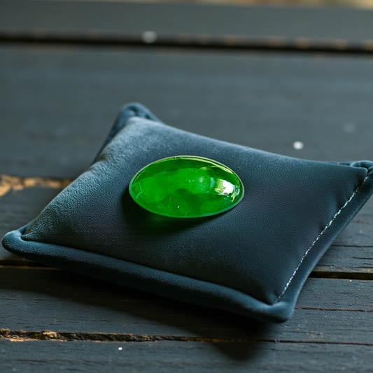Certified MADE IN JAPAN 2.192 cts. Bright Imperial Green Burmese A-Jadeite Oval Cabochon Loose Stone LS30