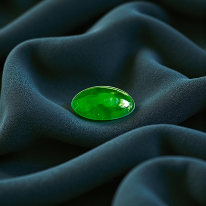 Certified MADE IN JAPAN 2.192 cts. Bright Imperial Green Burmese A-Jadeite Oval Cabochon Loose Stone LS30