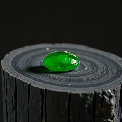 Certified MADE IN JAPAN 2.192 cts. Bright Imperial Green Burmese A-Jadeite Oval Cabochon Loose Stone LS30