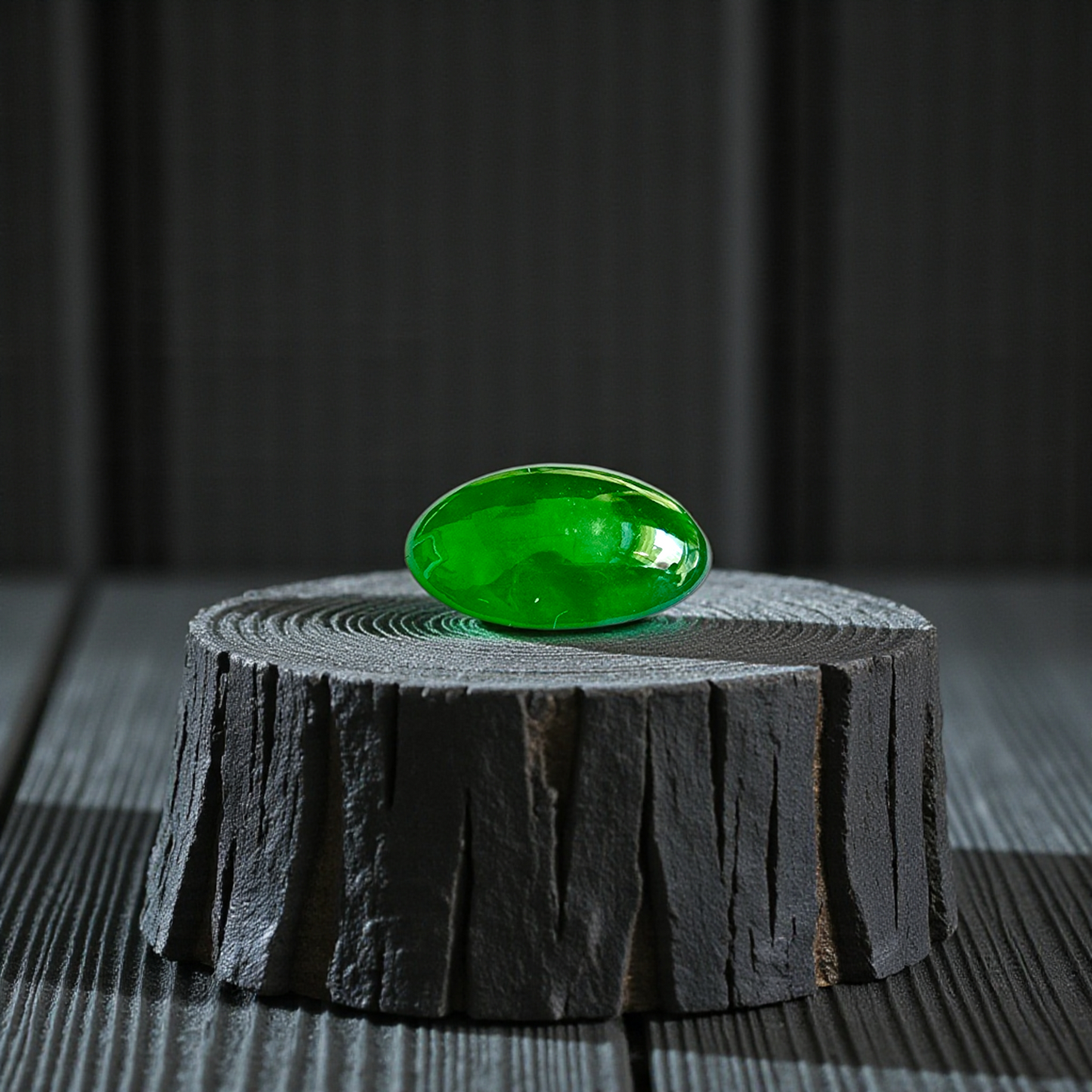 Certified MADE IN JAPAN 2.192 cts. Bright Imperial Green Burmese A-Jadeite Oval Cabochon Loose Stone LS30