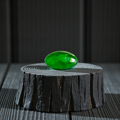 Certified MADE IN JAPAN 2.192 cts. Bright Imperial Green Burmese A-Jadeite Oval Cabochon Loose Stone LS30