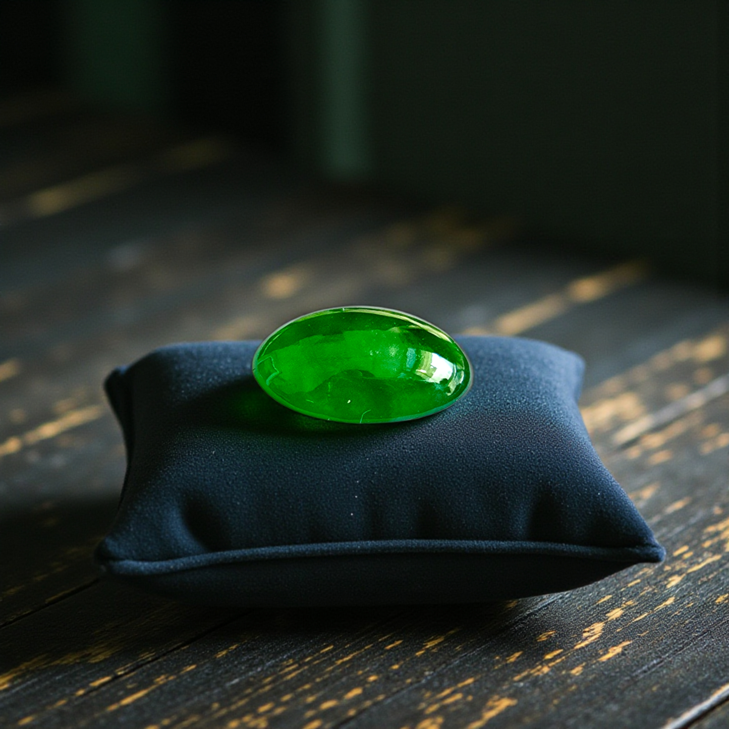 Certified MADE IN JAPAN 2.192 cts. Bright Imperial Green Burmese A-Jadeite Oval Cabochon Loose Stone LS30