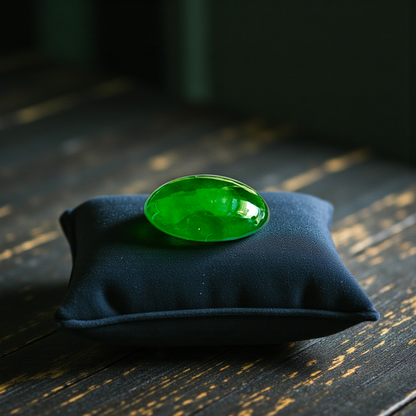 Certified MADE IN JAPAN 2.192 cts. Bright Imperial Green Burmese A-Jadeite Oval Cabochon Loose Stone LS30