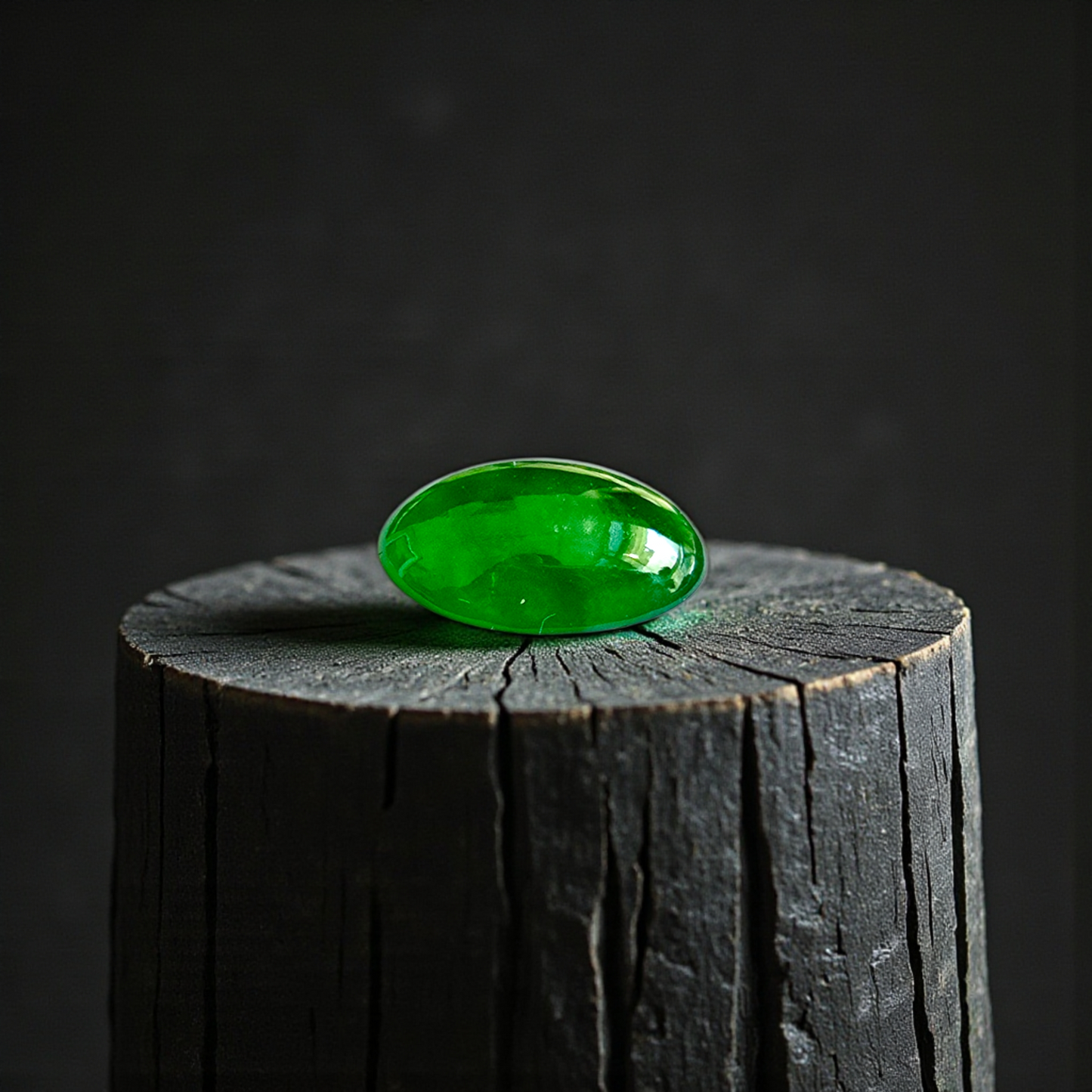 Certified MADE IN JAPAN 2.192 cts. Bright Imperial Green Burmese A-Jadeite Oval Cabochon Loose Stone LS30