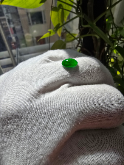 Certified MADE IN JAPAN 2.192 cts. Bright Imperial Green Burmese A-Jadeite Oval Cabochon Loose Stone LS30