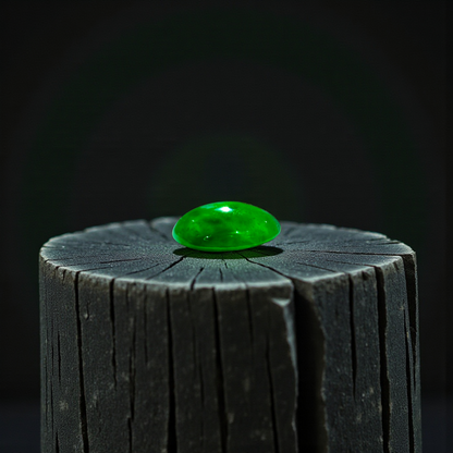 Certified MADE IN JAPAN 2.192 cts. Bright Imperial Green Burmese A-Jadeite Oval Cabochon Loose Stone LS30