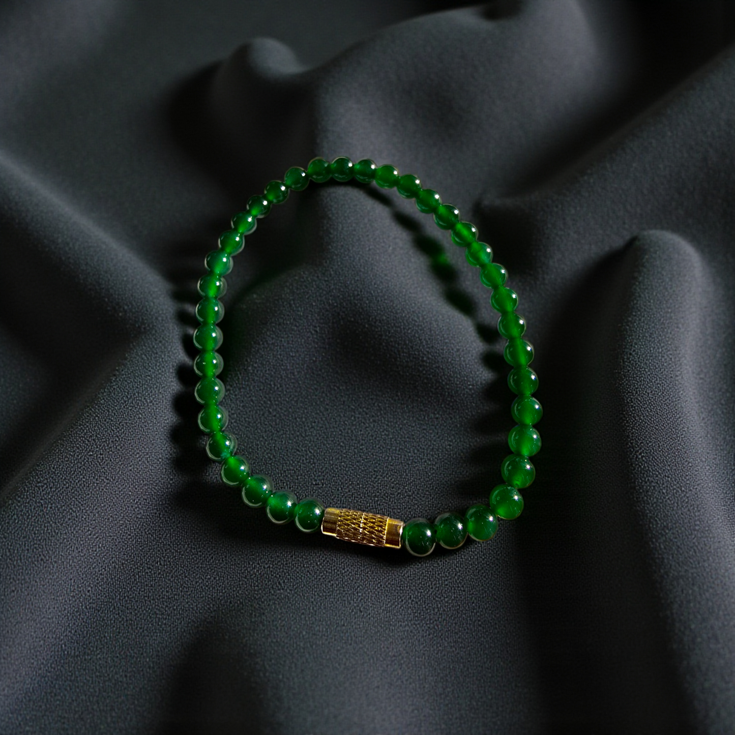 Certified Imperial Japanese Green Burmese A-Jade Beaded Bracelet (MADE IN JAPAN) (4.50 mm Each x 38 beads) 05041 (With Sterling Silver 925)