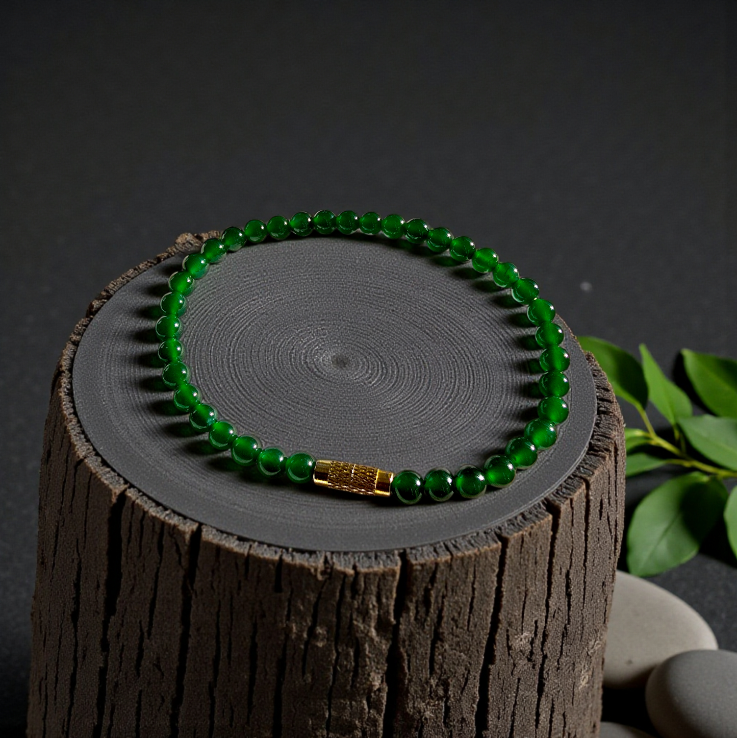 Certified Imperial Japanese Green Burmese A-Jade Beaded Bracelet (MADE IN JAPAN) (4.50 mm Each x 38 beads) 05041 (With Sterling Silver 925)