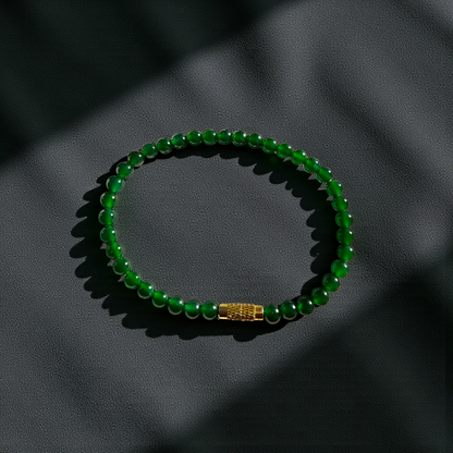 Certified Imperial Japanese Green Burmese A-Jade Beaded Bracelet (MADE IN JAPAN) (4.50 mm Each x 38 beads) 05041 (With Sterling Silver 925)