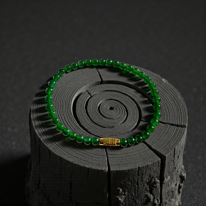 Certified Imperial Japanese Green Burmese A-Jade Beaded Bracelet (MADE IN JAPAN) (4.50 mm Each x 38 beads) 05041 (With Sterling Silver 925)