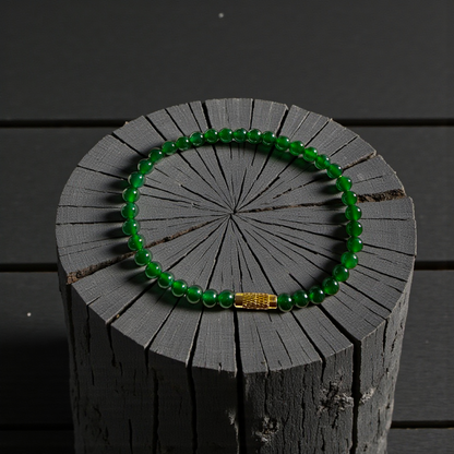 Certified Imperial Japanese Green Burmese A-Jade Beaded Bracelet (MADE IN JAPAN) (4.50 mm Each x 38 beads) 05041 (With Sterling Silver 925)