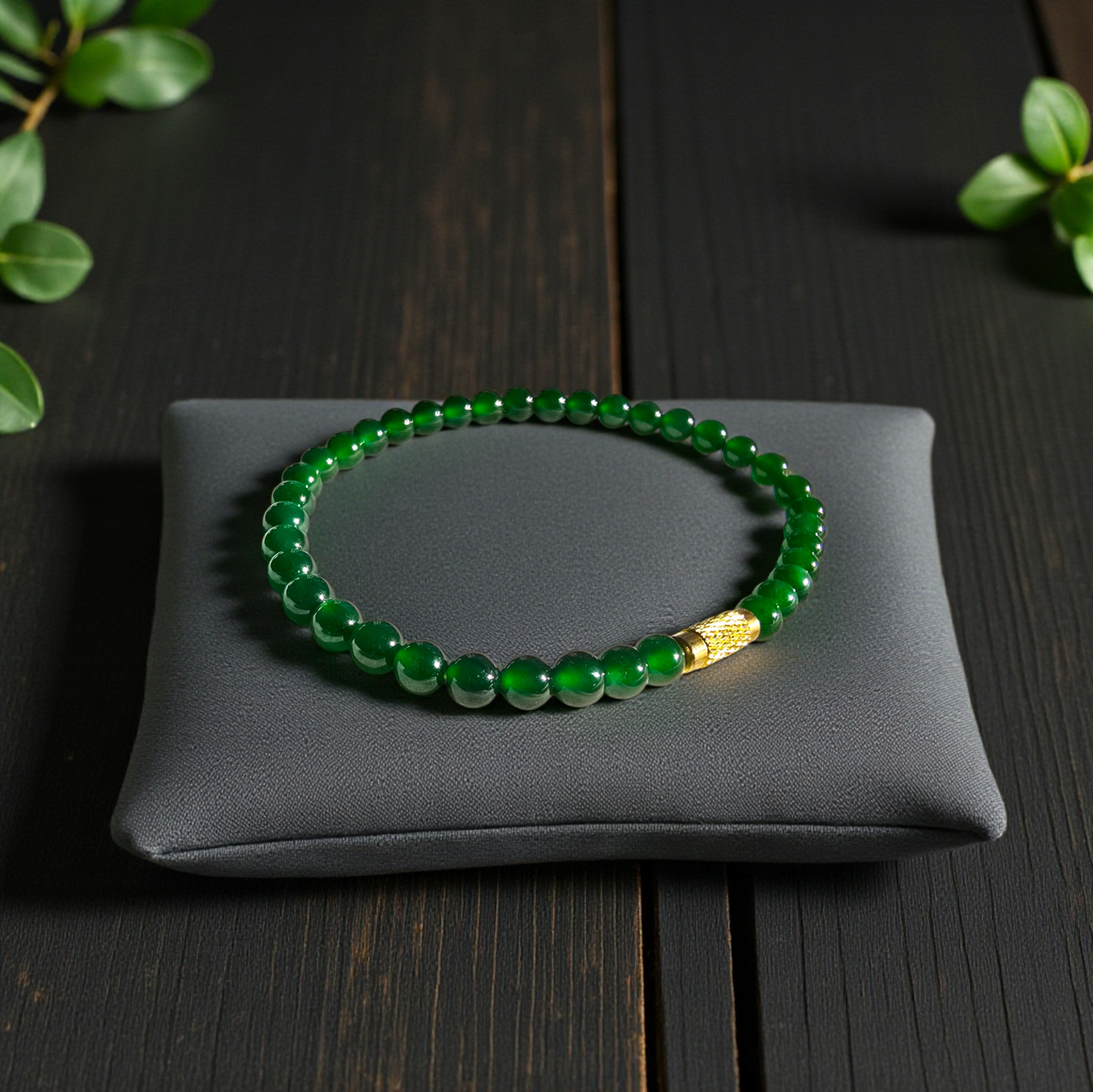 Certified Imperial Japanese Green Burmese A-Jade Beaded Bracelet (MADE IN JAPAN) (4.50 mm Each x 38 beads) 05041 (With Sterling Silver 925)