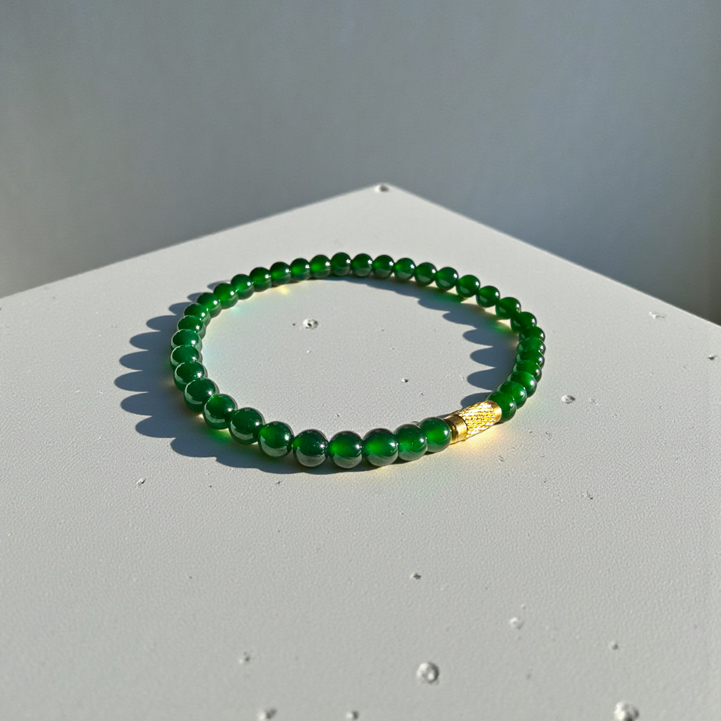 Certified Imperial Japanese Green Burmese A-Jade Beaded Bracelet (MADE IN JAPAN) (4.50 mm Each x 38 beads) 05041 (With Sterling Silver 925)