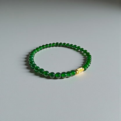 Certified Imperial Japanese Green Burmese A-Jade Beaded Bracelet (MADE IN JAPAN) (4.50 mm Each x 38 beads) 05041 (With Sterling Silver 925)