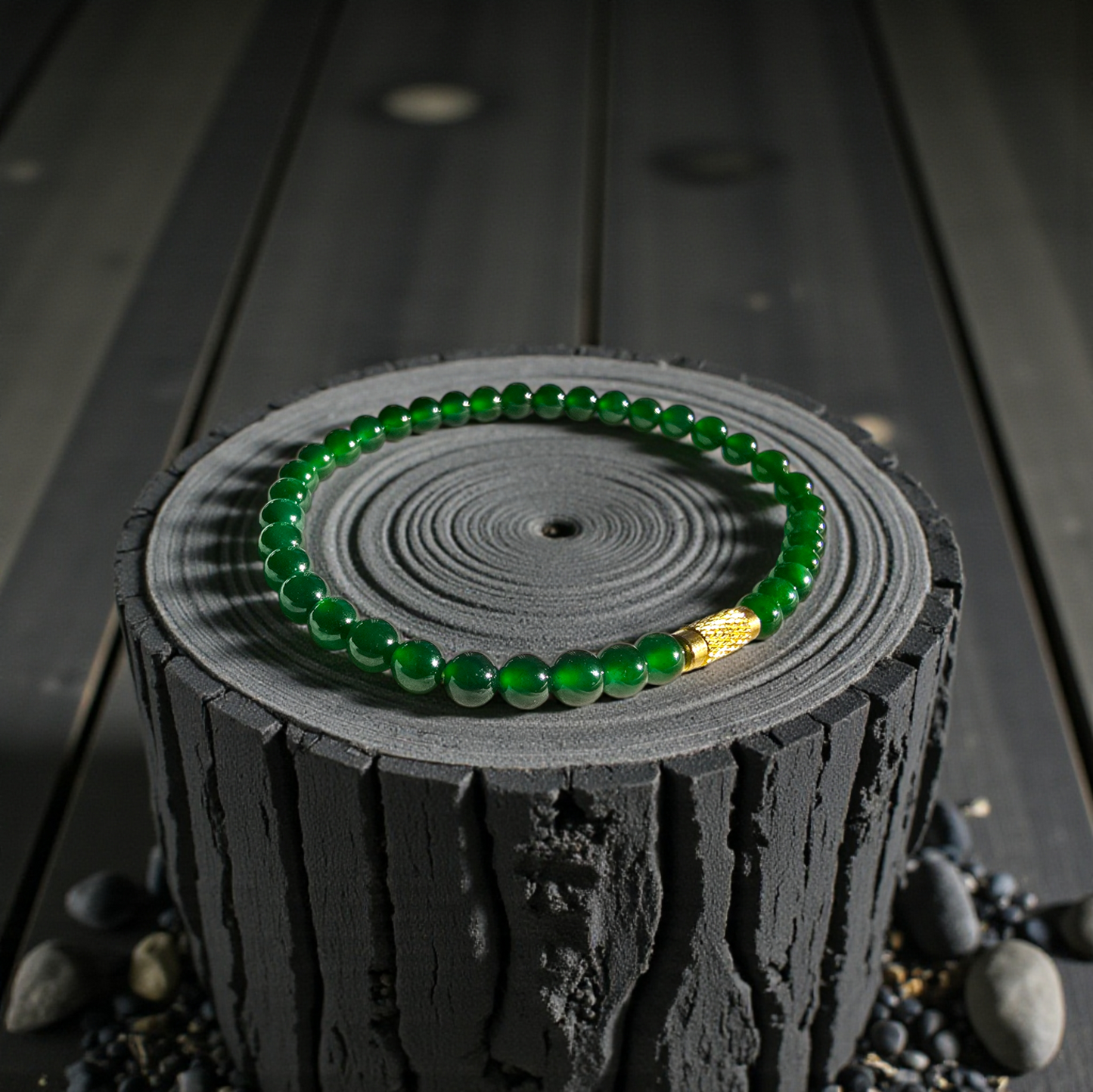 Certified Imperial Japanese Green Burmese A-Jade Beaded Bracelet (MADE IN JAPAN) (4.50 mm Each x 38 beads) 05041 (With Sterling Silver 925)