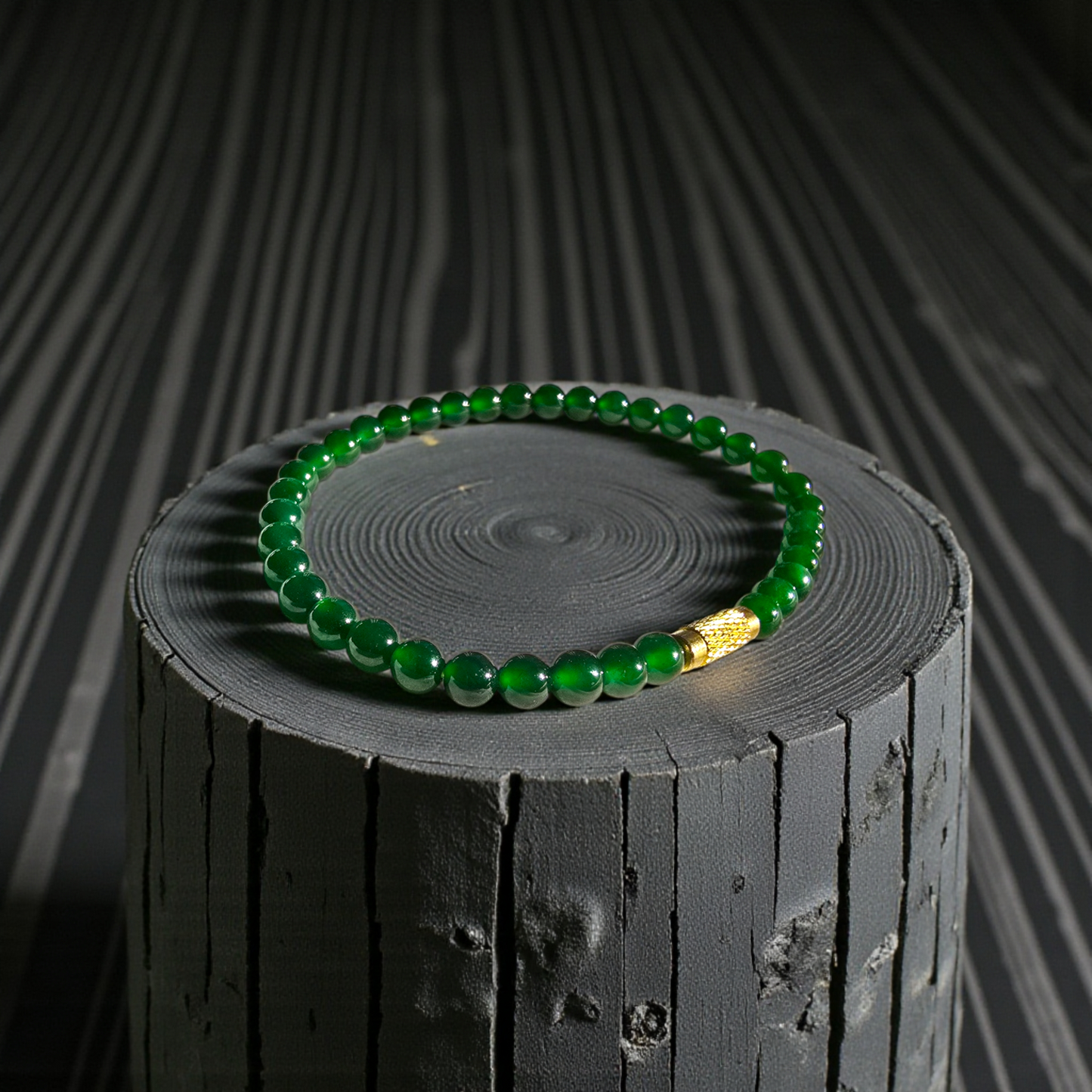 Certified Imperial Japanese Green Burmese A-Jade Beaded Bracelet (MADE IN JAPAN) (4.50 mm Each x 38 beads) 05041 (With Sterling Silver 925)