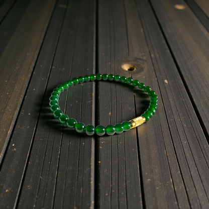 Certified Imperial Japanese Green Burmese A-Jade Beaded Bracelet (MADE IN JAPAN) (4.50 mm Each x 38 beads) 05041 (With Sterling Silver 925)