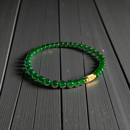 Certified Imperial Japanese Green Burmese A-Jade Beaded Bracelet (MADE IN JAPAN) (4.50 mm Each x 38 beads) 05041 (With Sterling Silver 925)