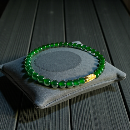 Certified Imperial Japanese Green Burmese A-Jade Beaded Bracelet (MADE IN JAPAN) (4.50 mm Each x 38 beads) 05041 (With Sterling Silver 925)