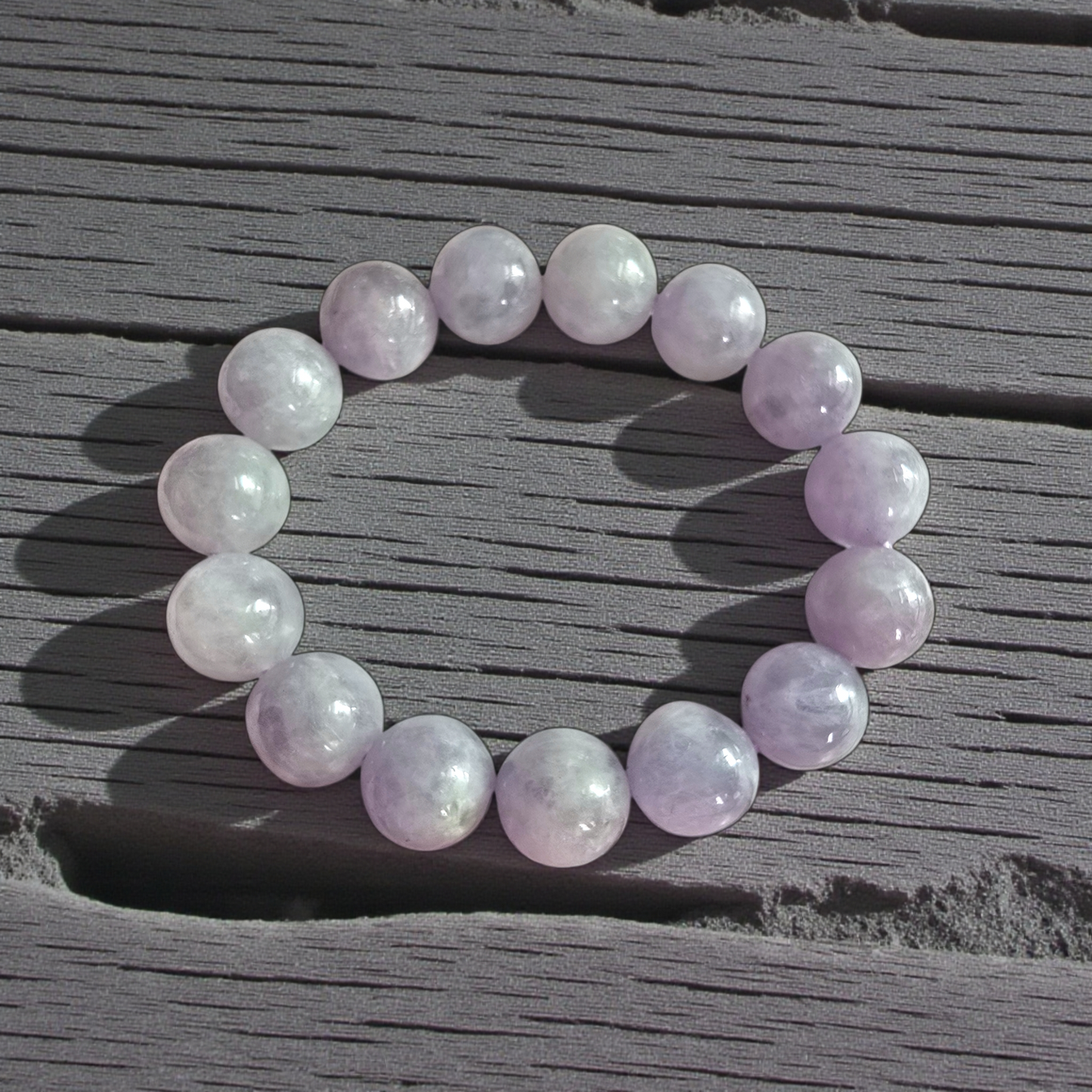 Certified Japanese Pale Lavender Burmese A-Jade Beaded Bracelet (MADE IN JAPAN) (12.50 mm Each x 15 beads) 05044