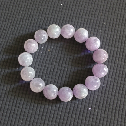 Certified Japanese Pale Lavender Burmese A-Jade Beaded Bracelet (MADE IN JAPAN) (12.50 mm Each x 15 beads) 05044