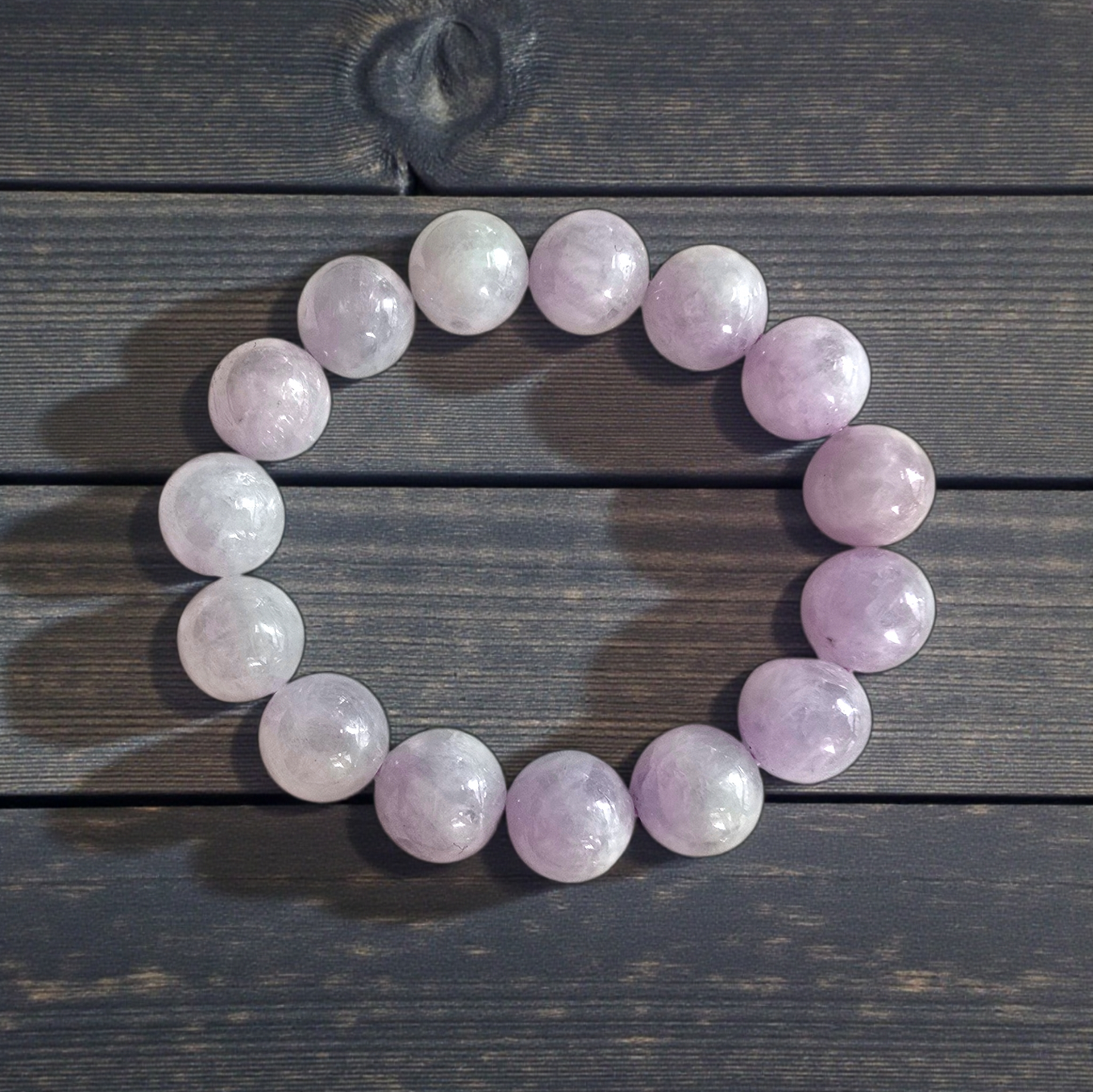 Certified Japanese Pale Lavender Burmese A-Jade Beaded Bracelet (MADE IN JAPAN) (12.50 mm Each x 15 beads) 05044
