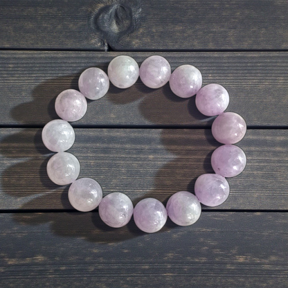 Certified Japanese Pale Lavender Burmese A-Jade Beaded Bracelet (MADE IN JAPAN) (12.50 mm Each x 15 beads) 05044