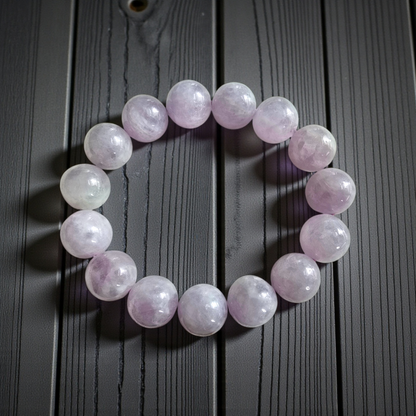 Certified Japanese Pale Lavender Burmese A-Jade Beaded Bracelet (MADE IN JAPAN) (12.50 mm Each x 15 beads) 05045