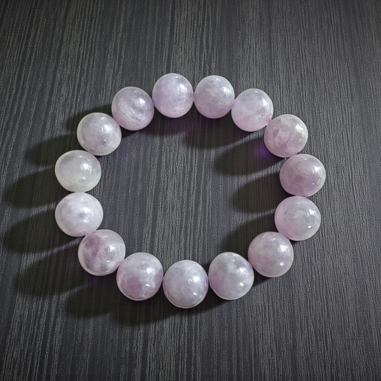 Certified Japanese Pale Lavender Burmese A-Jade Beaded Bracelet (MADE IN JAPAN) (12.50 mm Each x 15 beads) 05045