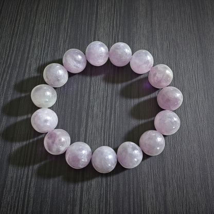 Certified Japanese Pale Lavender Burmese A-Jade Beaded Bracelet (MADE IN JAPAN) (12.50 mm Each x 15 beads) 05045
