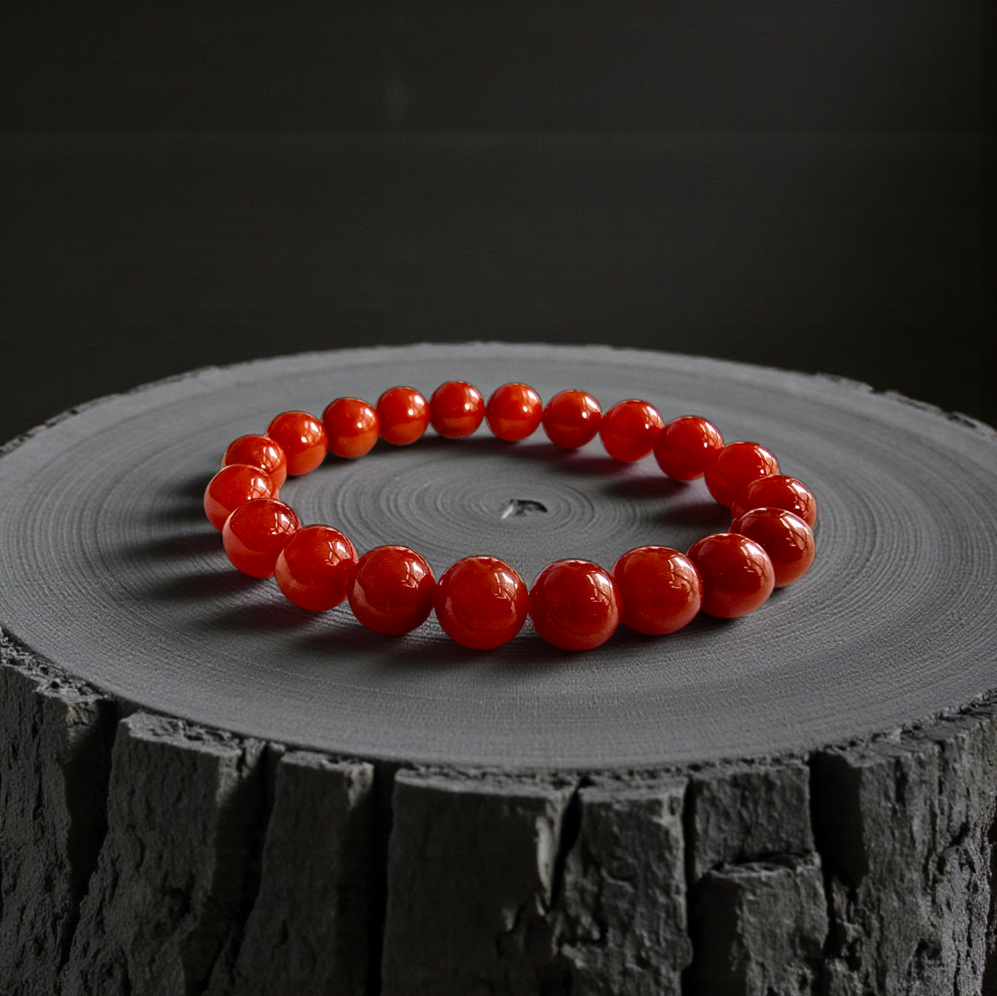 Certified Imperial Japanese Red Burmese A-Jade Beaded Bracelet (MADE IN JAPAN) (9.50 mm Each x 20 beads) - Certified 05046