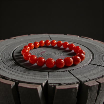 Certified Imperial Japanese Red Burmese A-Jade Beaded Bracelet (MADE IN JAPAN) (9.50 mm Each x 20 beads) - Certified 05046