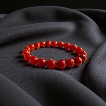 Certified Imperial Japanese Red Burmese A-Jade Beaded Bracelet (MADE IN JAPAN) (9.50 mm Each x 20 beads) - Certified 05046
