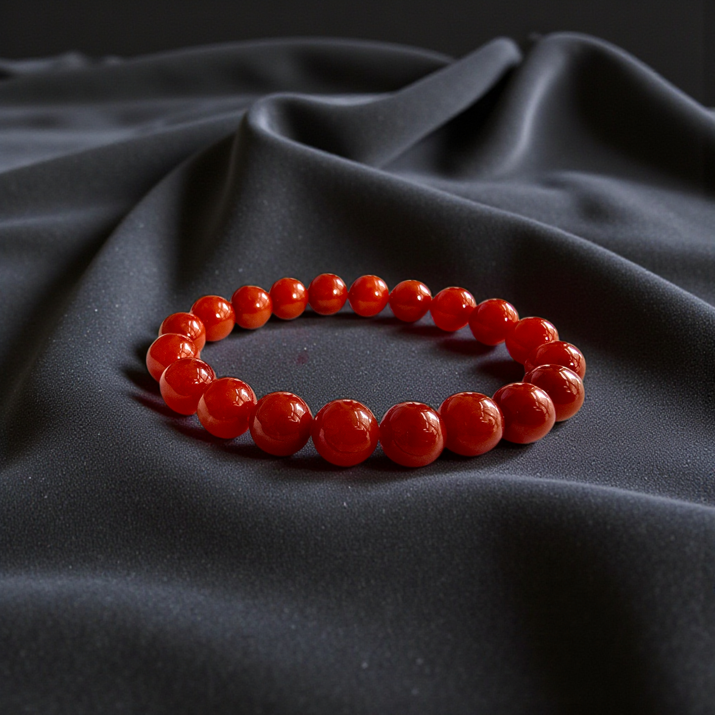 Certified Imperial Japanese Red Burmese A-Jade Beaded Bracelet (MADE IN JAPAN) (9.50 mm Each x 20 beads) - Certified 05046