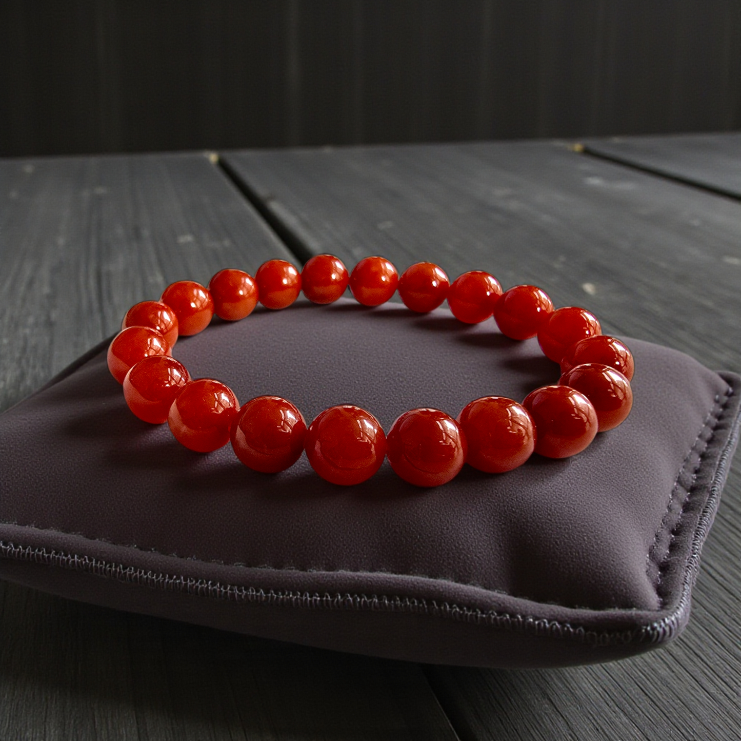 Certified Imperial Japanese Red Burmese A-Jade Beaded Bracelet (MADE IN JAPAN) (9.50 mm Each x 20 beads) - Certified 05046