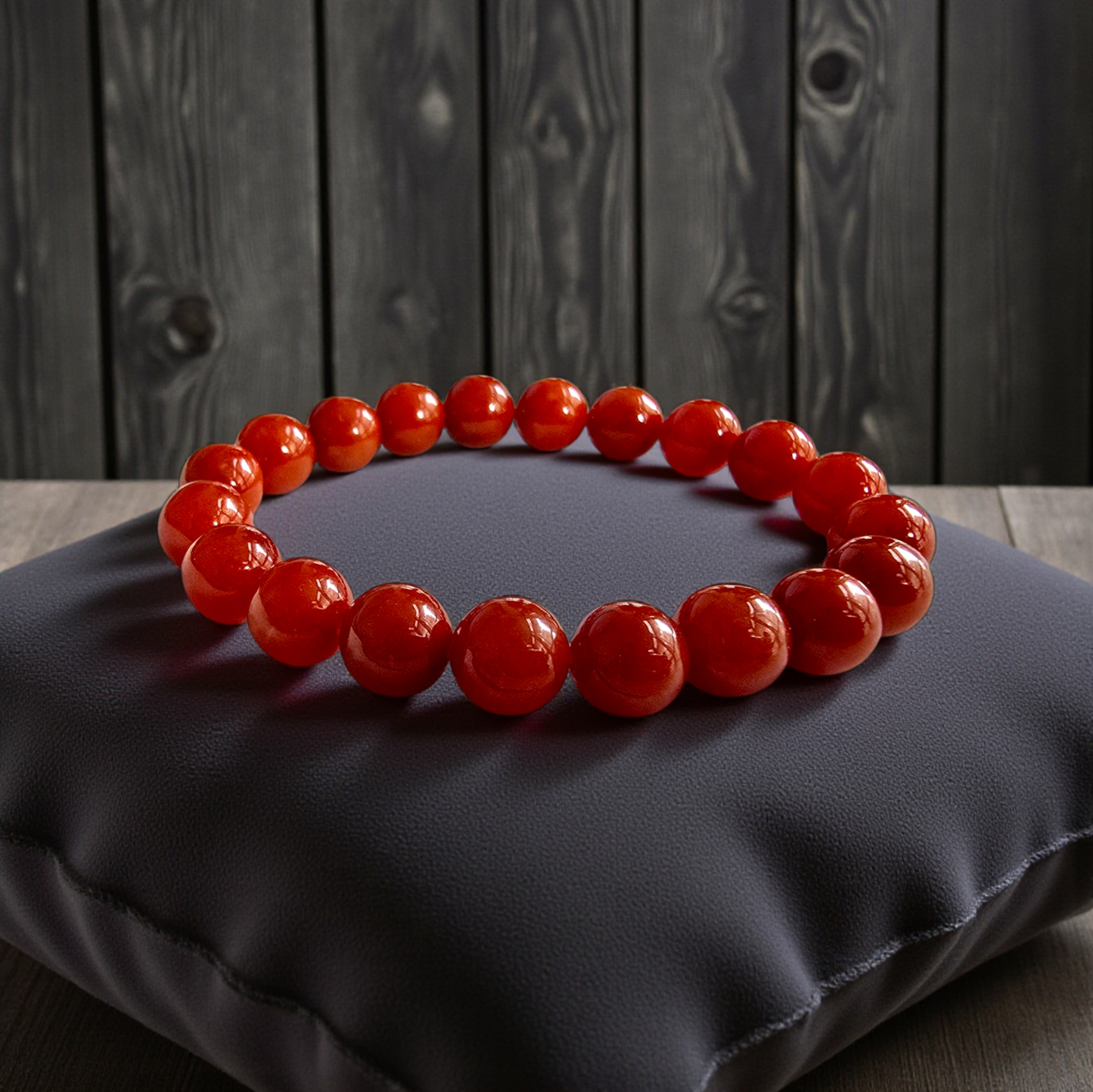 Certified Imperial Japanese Red Burmese A-Jade Beaded Bracelet (MADE IN JAPAN) (9.50 mm Each x 20 beads) - Certified 05046