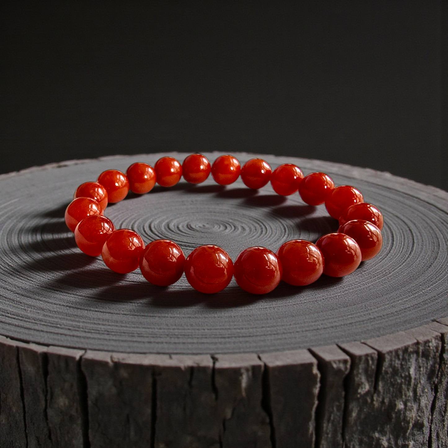 Certified Imperial Japanese Red Burmese A-Jade Beaded Bracelet (MADE IN JAPAN) (9.50 mm Each x 20 beads) - Certified 05046