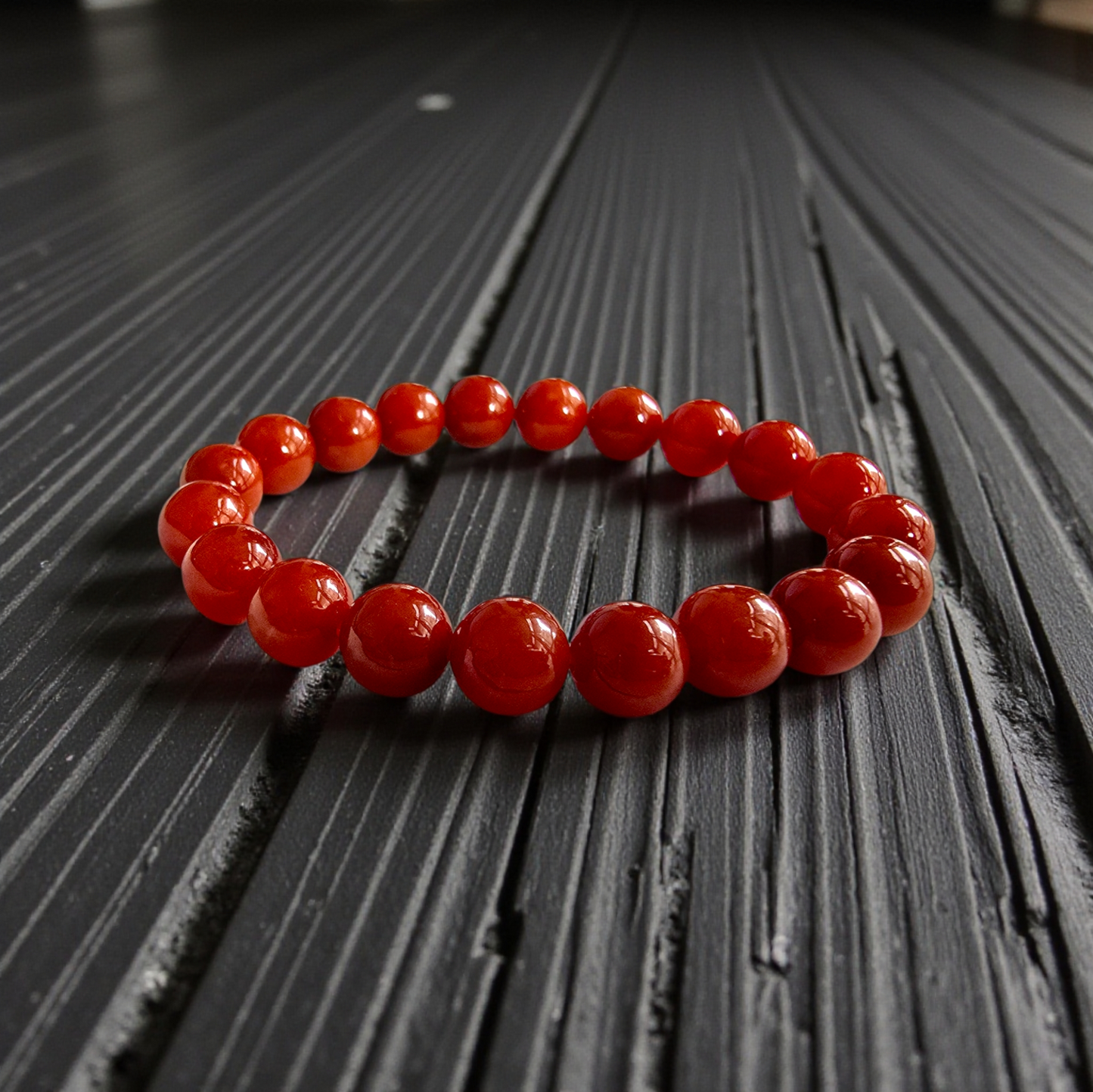 Certified Imperial Japanese Red Burmese A-Jade Beaded Bracelet (MADE IN JAPAN) (9.50 mm Each x 20 beads) - Certified 05046