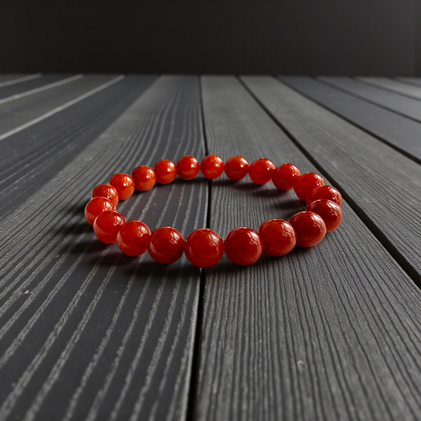 Certified Imperial Japanese Red Burmese A-Jade Beaded Bracelet (MADE IN JAPAN) (9.50 mm Each x 20 beads) - Certified 05046