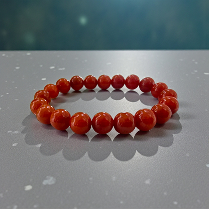 Certified Imperial Japanese Red Burmese A-Jade Beaded Bracelet (MADE IN JAPAN) (9.50 mm Each x 20 beads) - Certified 05046