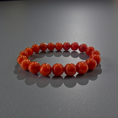 Certified Imperial Japanese Red Burmese A-Jade Beaded Bracelet (MADE IN JAPAN) (9.50 mm Each x 20 beads) - Certified 05046