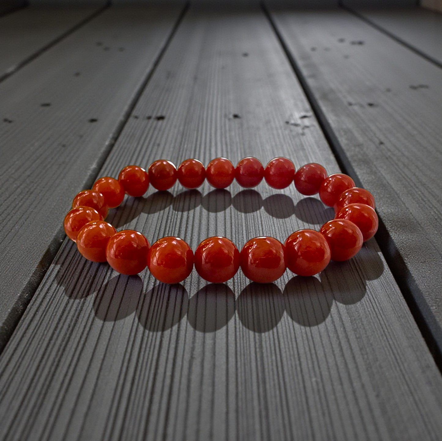 Certified Imperial Japanese Red Burmese A-Jade Beaded Bracelet (MADE IN JAPAN) (9.50 mm Each x 20 beads) - Certified 05046