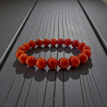 Certified Imperial Japanese Red Burmese A-Jade Beaded Bracelet (MADE IN JAPAN) (9.50 mm Each x 20 beads) - Certified 05046