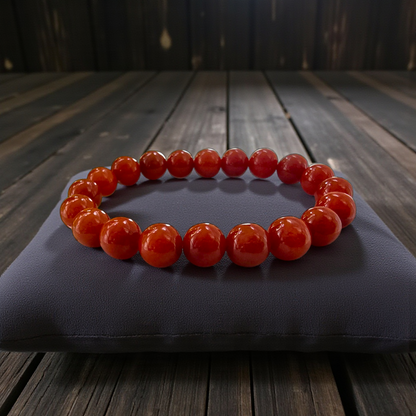 Certified Imperial Japanese Red Burmese A-Jade Beaded Bracelet (MADE IN JAPAN) (9.50 mm Each x 20 beads) - Certified 05046