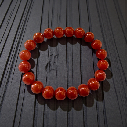 Certified Imperial Japanese Red Burmese A-Jade Beaded Bracelet (MADE IN JAPAN) (9.50 mm Each x 20 beads) - Certified 05046