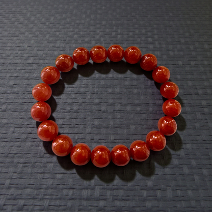 Certified Imperial Japanese Red Burmese A-Jade Beaded Bracelet (MADE IN JAPAN) (9.50 mm Each x 20 beads) - Certified 05046