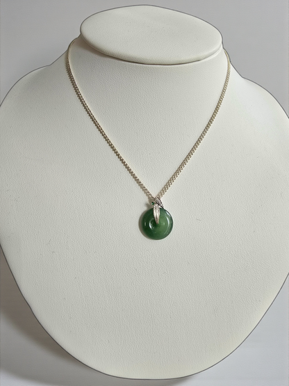 Niseko Round Burmese A-Jadeite 15.00 mm Donut Charm Pendant (with 18K White Gold and White Diamonds) - Certified